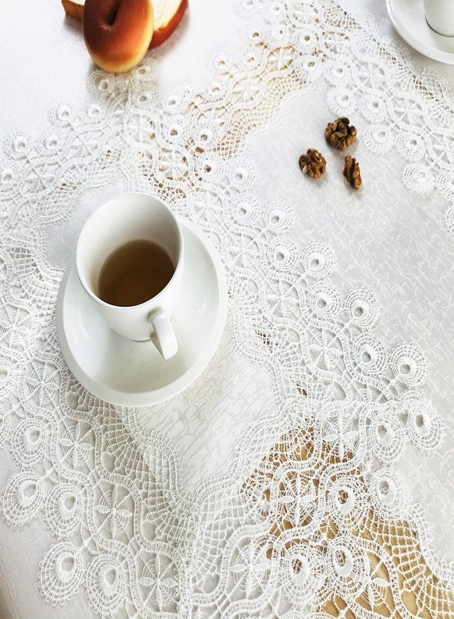BrekSdat Lace Placemats of Polyester for Dining Table Set of 2 Farmhouse Style for Fall Wedding Hotel Kitchen 12 x 18 Inches Vintage Embroidered for Halloween, Thanksgiving or Christmas, Washable - Image 2
